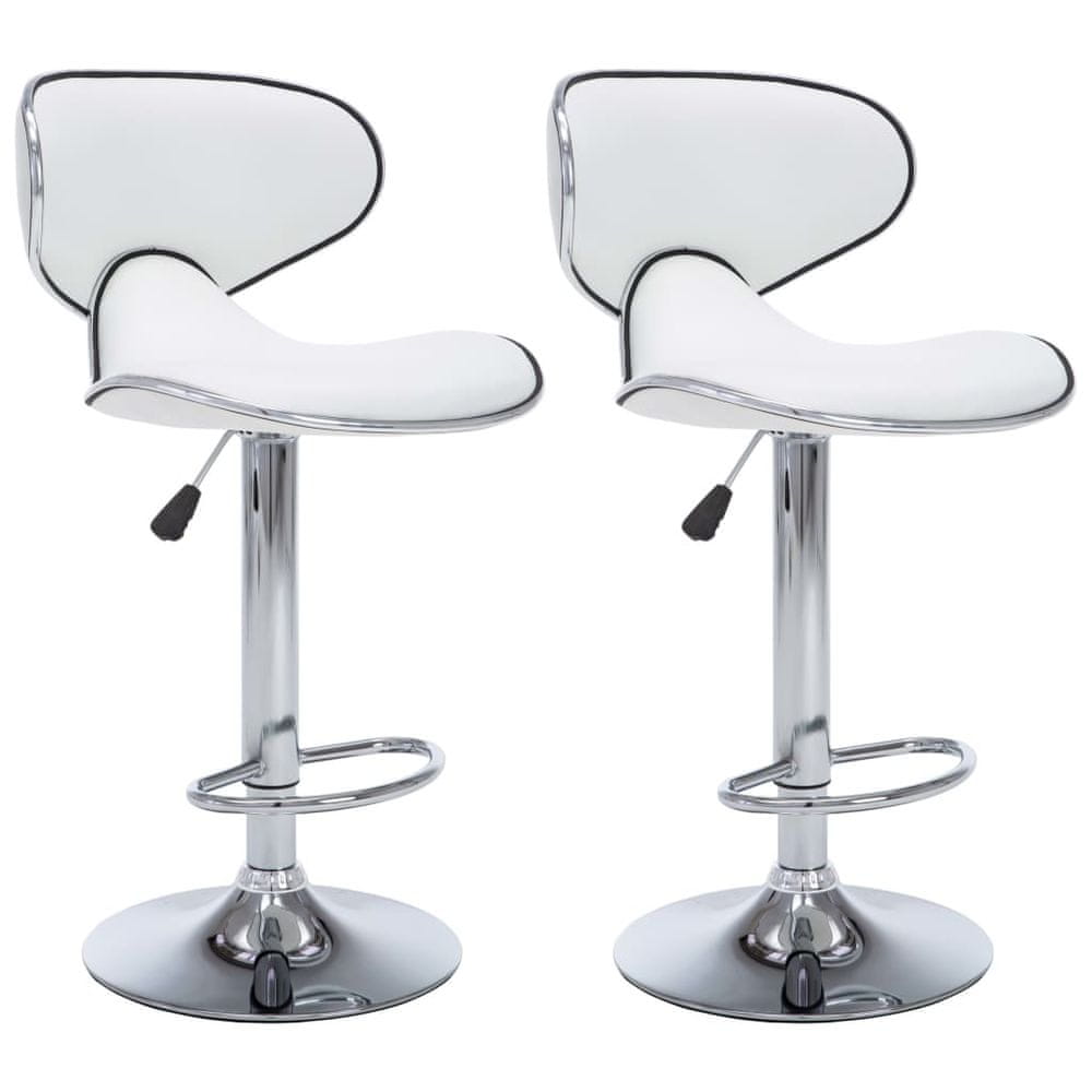 Vidaxl Barové stoličky 2 ks biele umelá koža